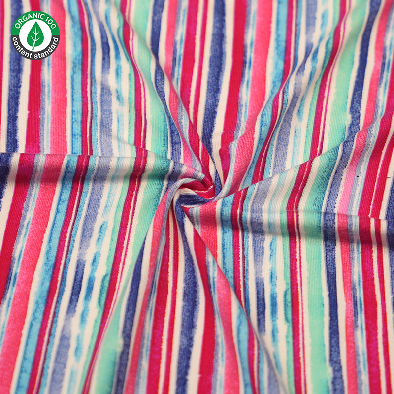 Tissu en jersey imprimé en bambou / spandex biologique
